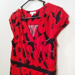 New York & Company Red Printed Dress Stretch